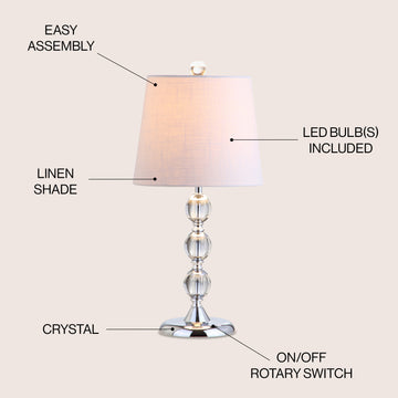 Hudson 20" Crystal Mini LED Table Lamp - JONATHAN Y